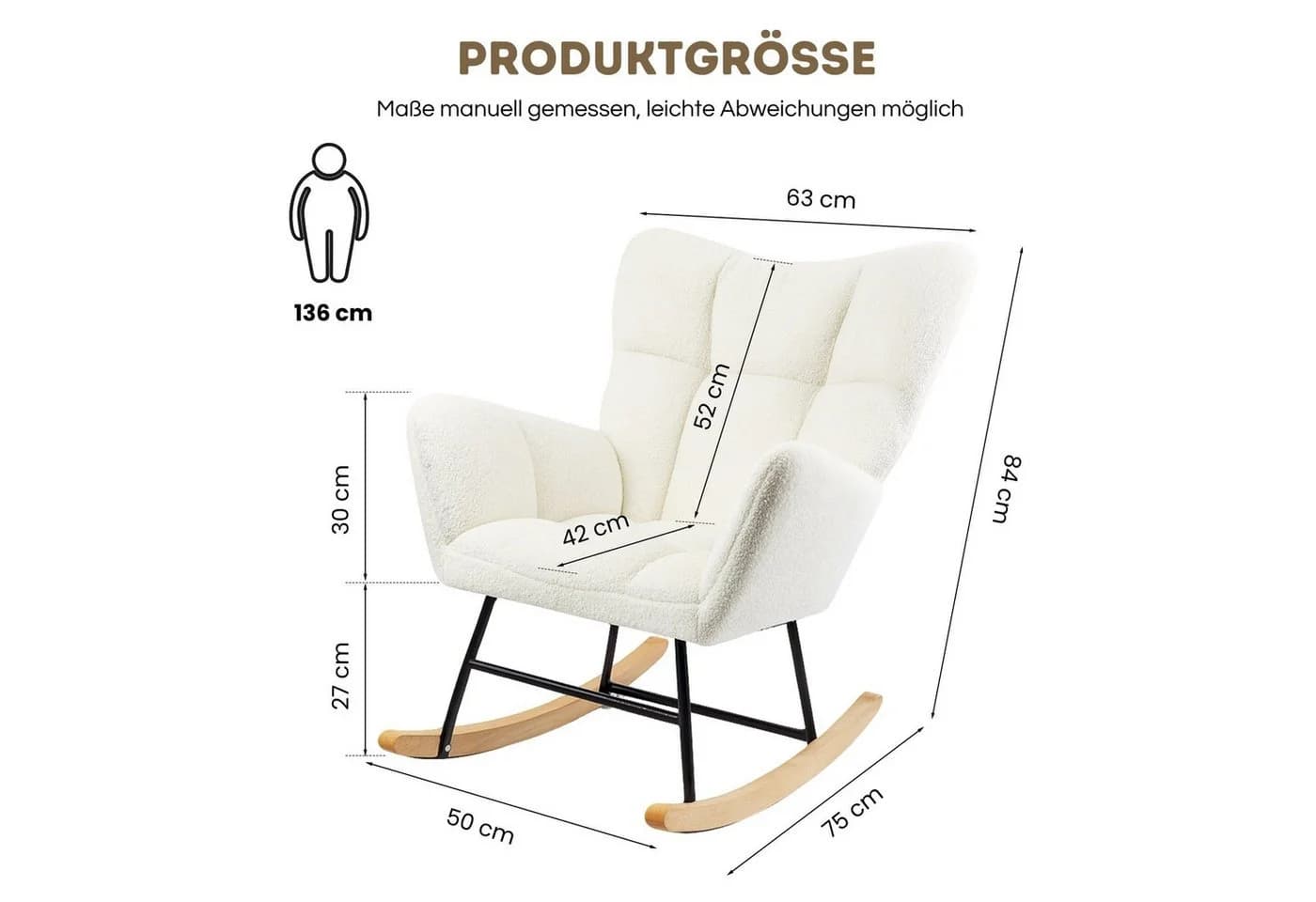 Allyson Schaukelstuhl Beige bis 150 kg belastbar - Bild 3