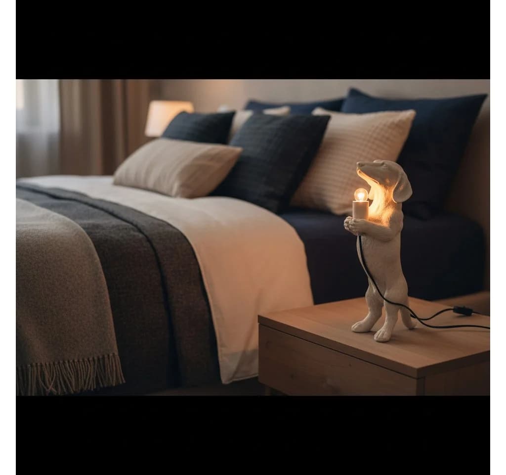 Signature Home Collection Dackel Tischlampe Sand Polyresin - Bild 3