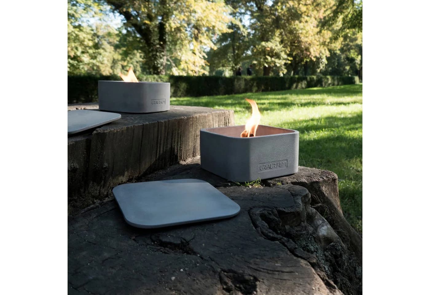 GRAURAUM Outdoorkerze Olaf XL Kerzenfresser Grau Dauerdocht