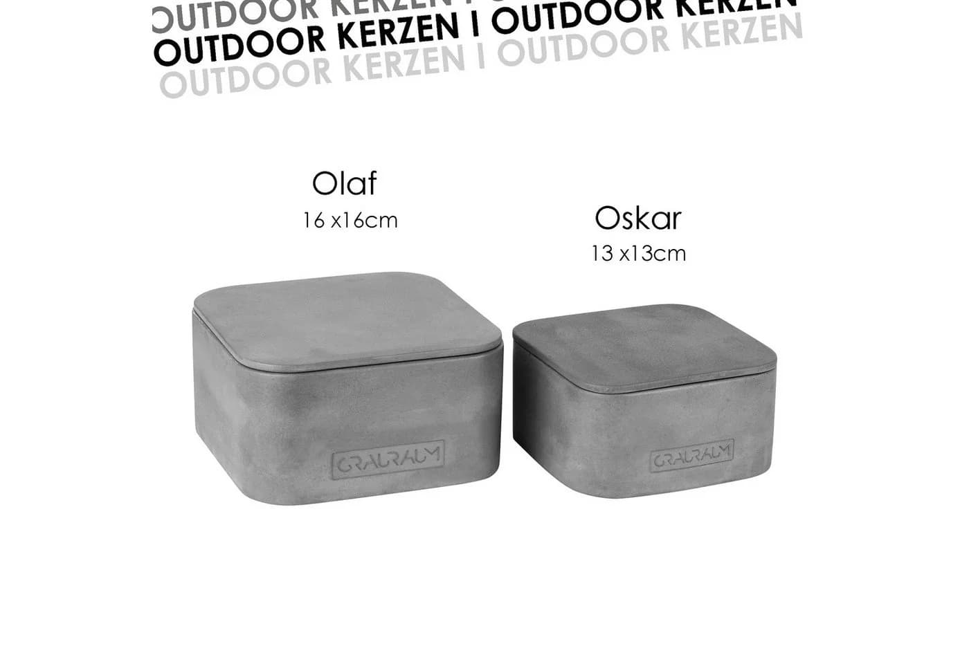 GRAURAUM Outdoorkerze Olaf XL Kerzenfresser Grau Dauerdocht - Bild 5