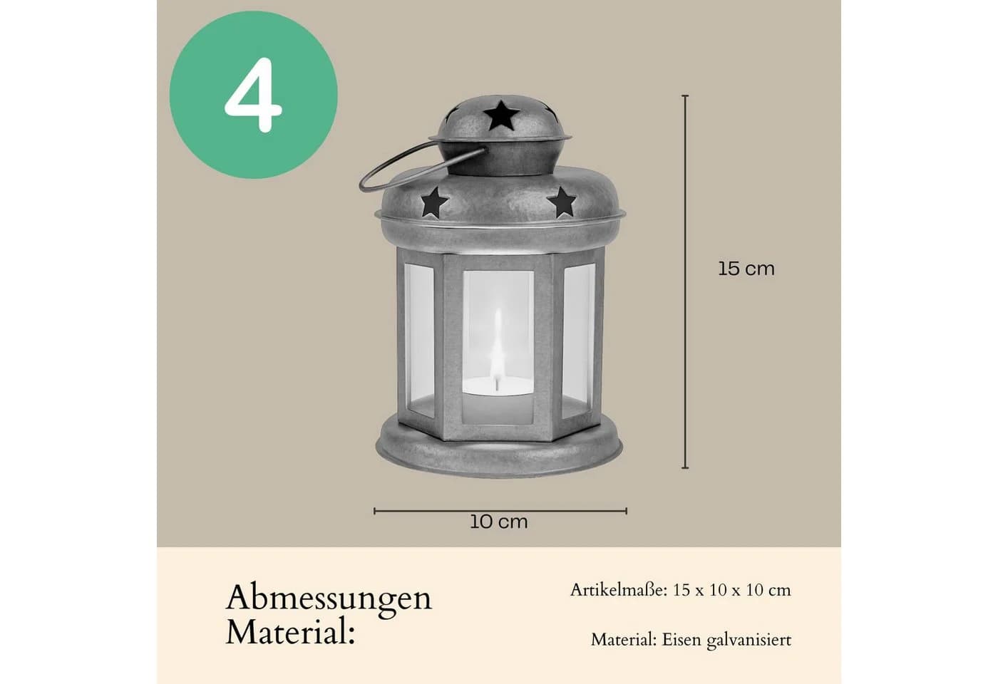 Marrakesch Eolea Teelichthalter 4er Set Bunt Metall Glas - Bild 3