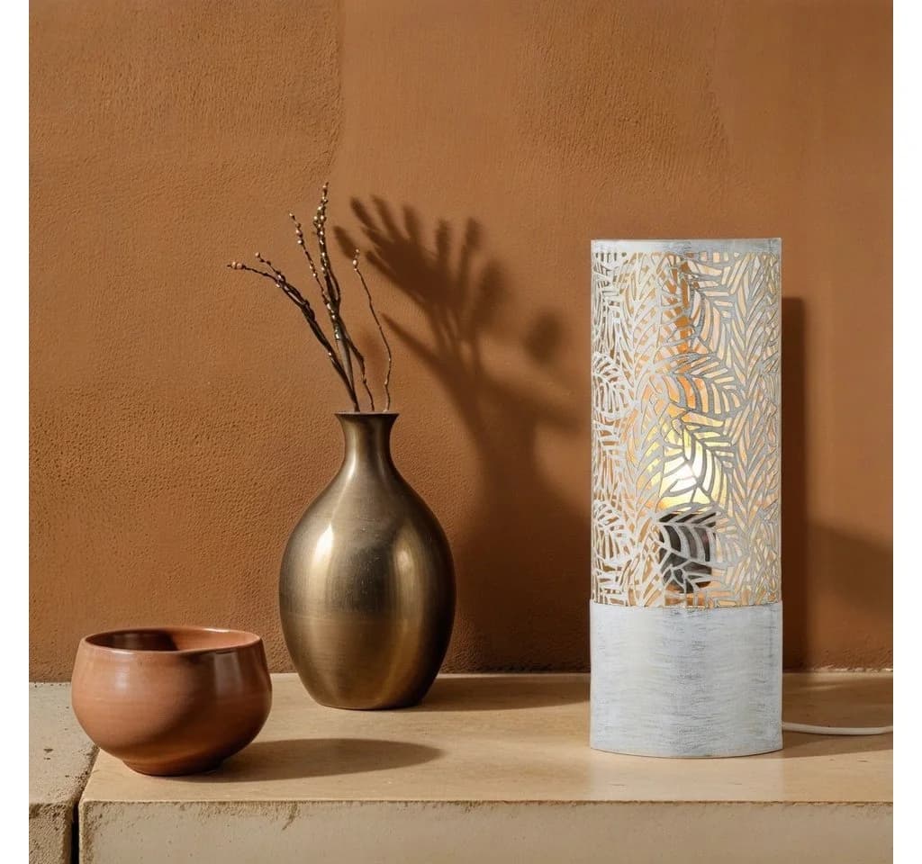 Marrakesch Orient & Mediterran Interior Nachttischlampe Boho Deko Tischlampe Verdure Klein Weiss, E27 - Bild 4
