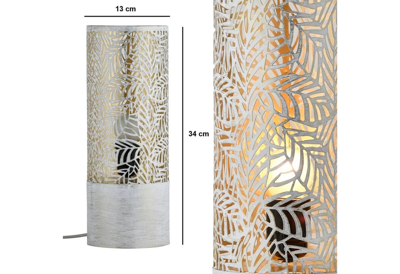 Marrakesch Orient & Mediterran Interior Nachttischlampe Boho Deko Tischlampe Verdure Klein Weiss, E27 - Bild 5