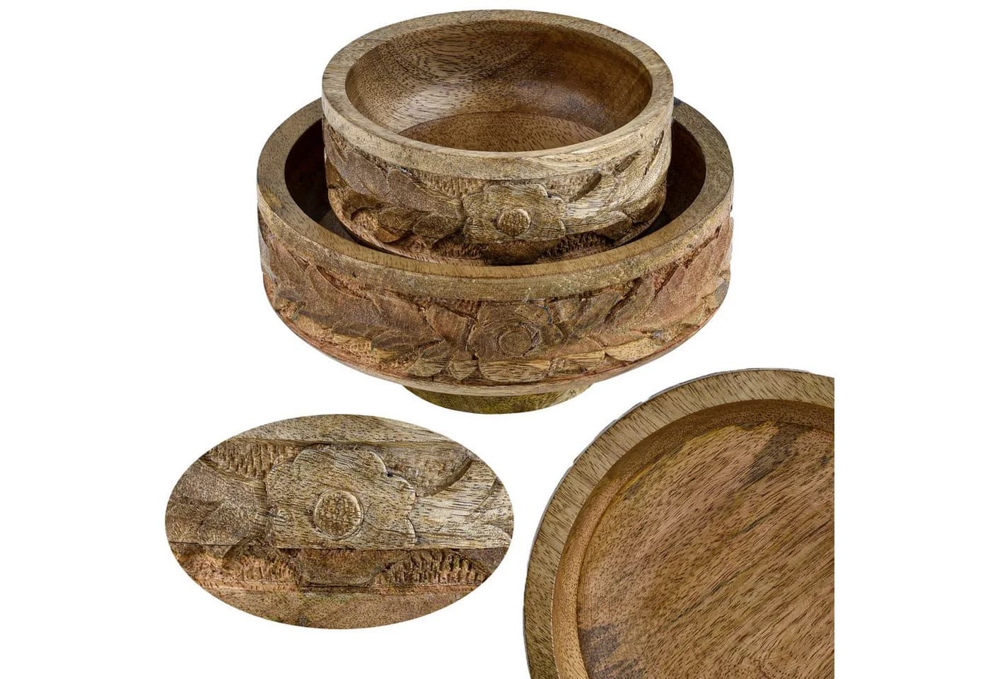 Marrakesch Boho Dekotablett 2er Set Mangoholz Handgeschnitzt - Bild 5