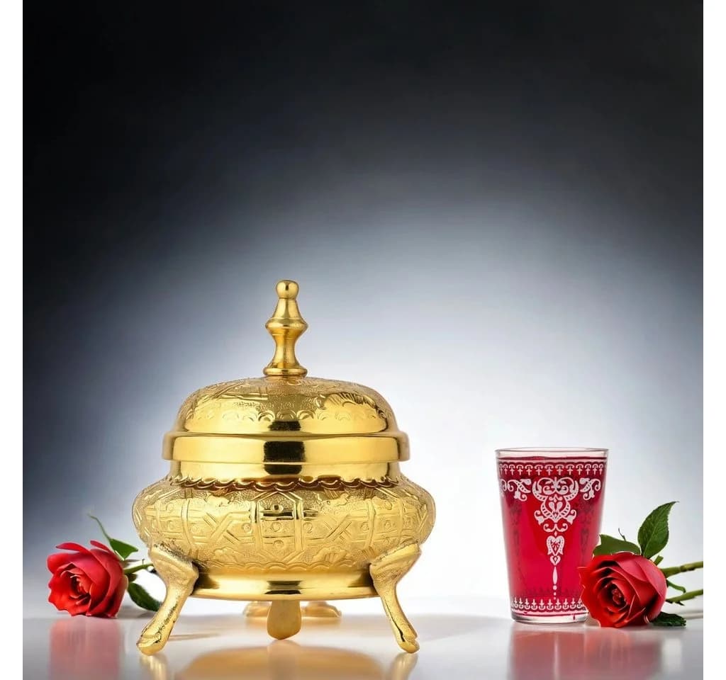Marrakesch Orient & Mediterran Zuckerdose Nabila Gold Messing - Bild 3