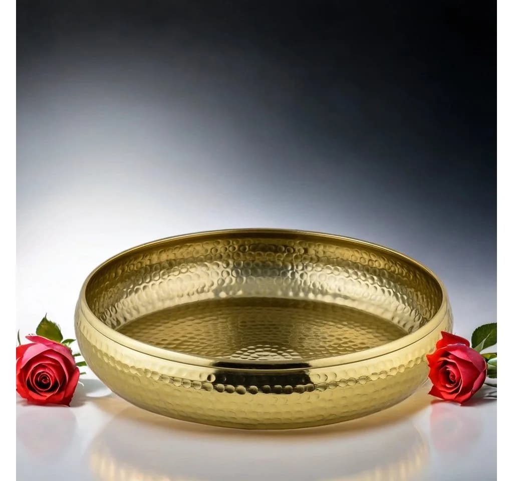 Marrakesch Orient & Mediterran Interior Dekotablett Ästhetic Deko Schale Obstschale Serviertablett Fidan Gold