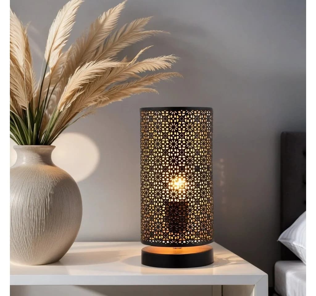 Marrakesch Tuza Tischlampe Schwarz Gold E27 Modern