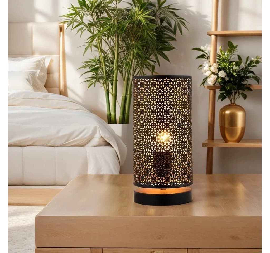 Marrakesch Tuza Tischlampe Schwarz Gold E27 Modern - Bild 4