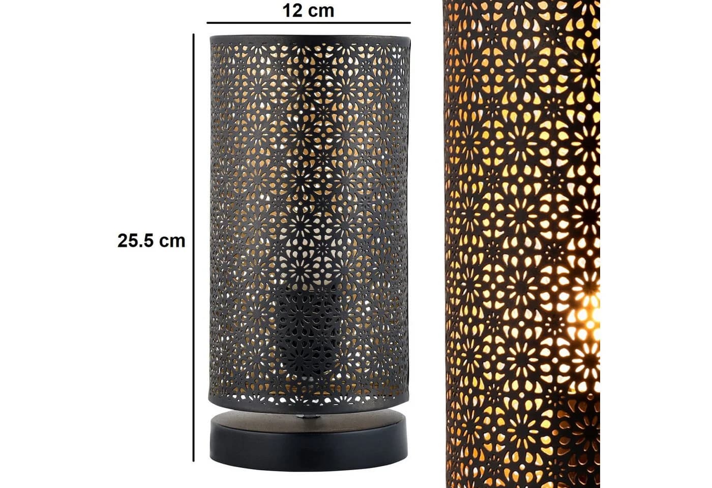 Marrakesch Tuza Tischlampe Schwarz Gold E27 Modern - Bild 5