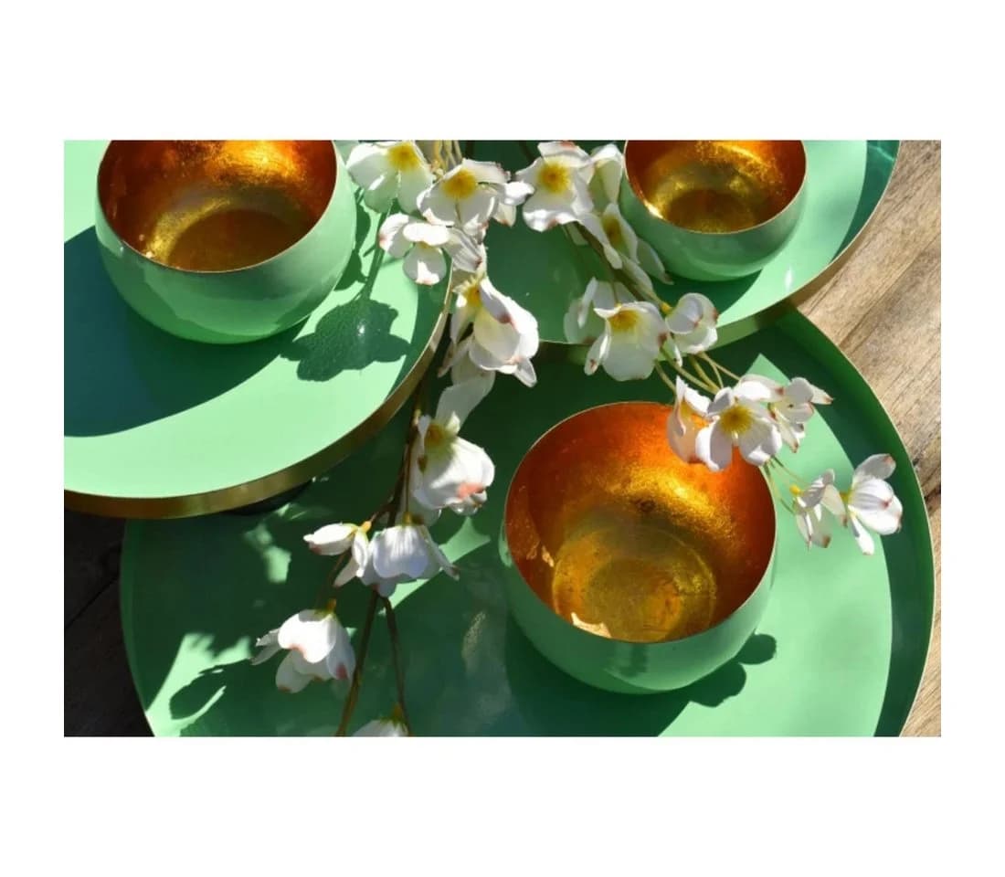 Marrakesch Orient & Mediterran Interior Dekotablett Mint/Gold 40cm - Bild 5