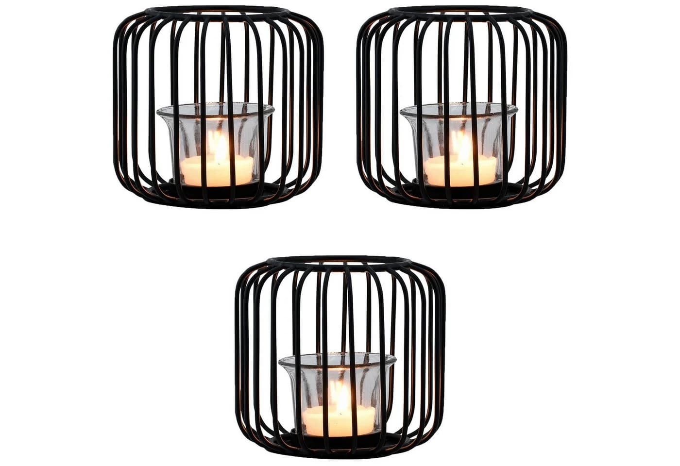 Marrakesch Orient & Mediterran Teelichthalter 3er Set Schwarz Metall - Bild 2