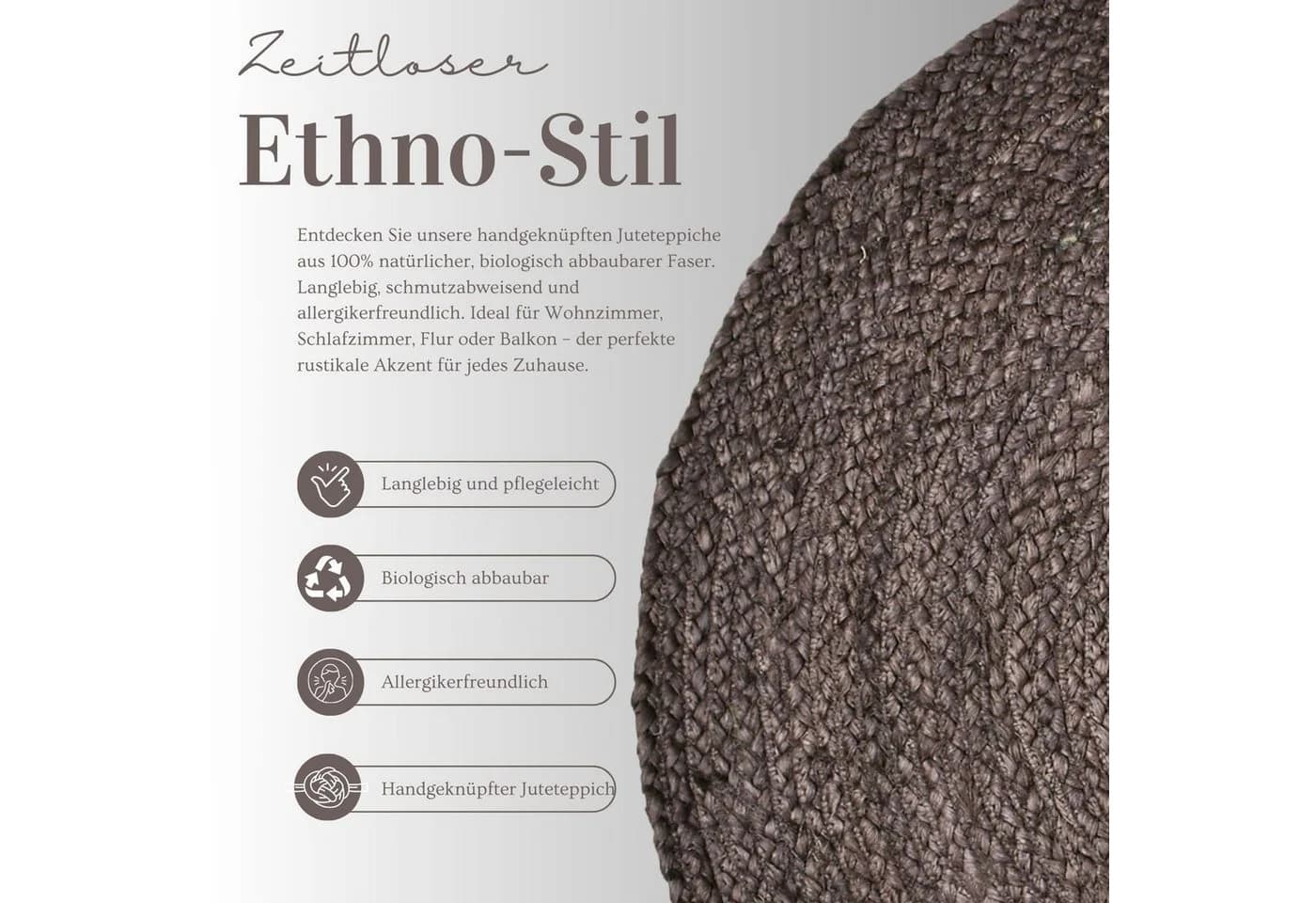 Marrakesch Orient & Mediterran Interior Jute Teppich Abrila Braun Rund