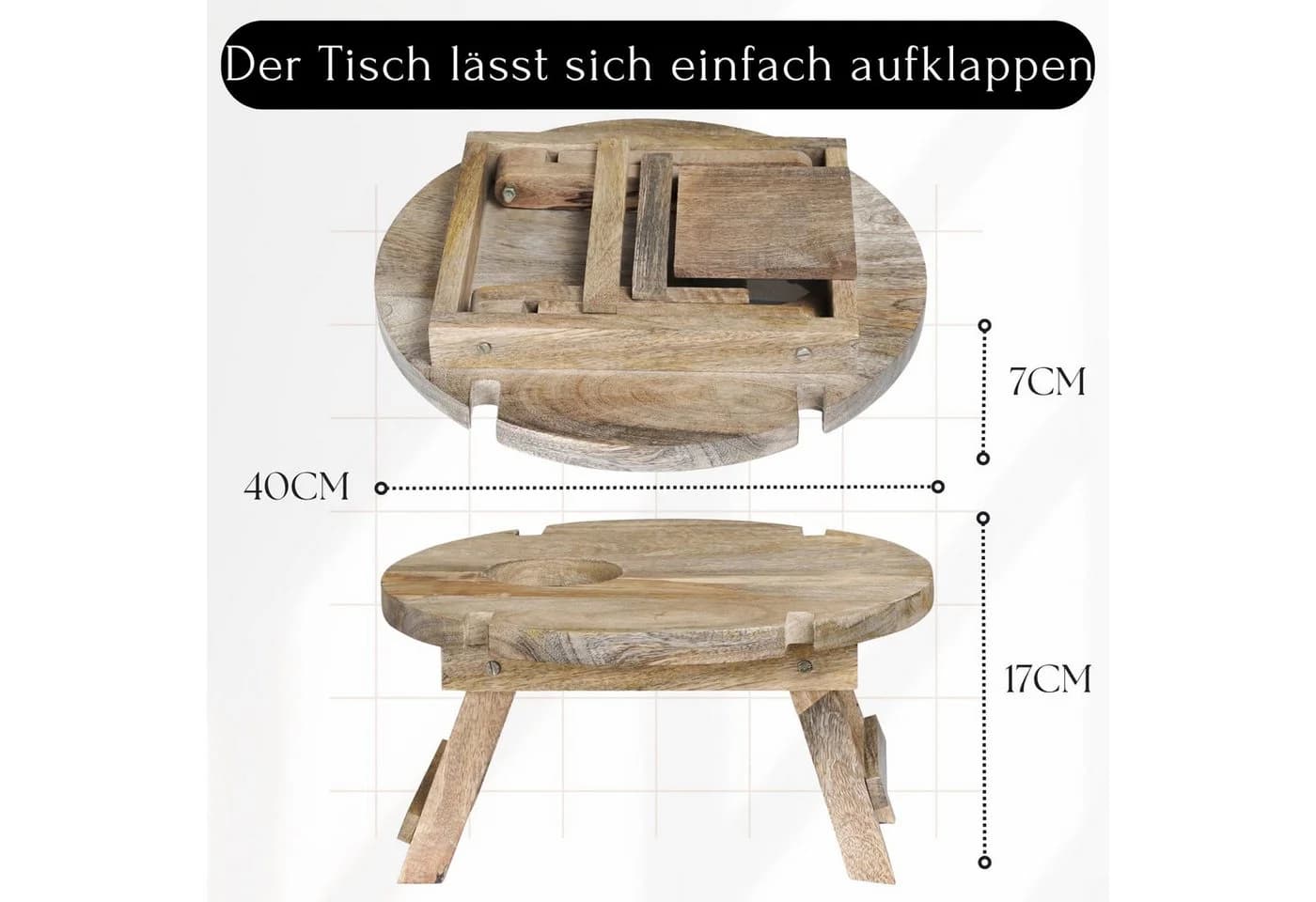 Marrakesch Orient & Mediterran Interior Beistelltisch Picknick Klapptisch Roman 40cm Handarbeit