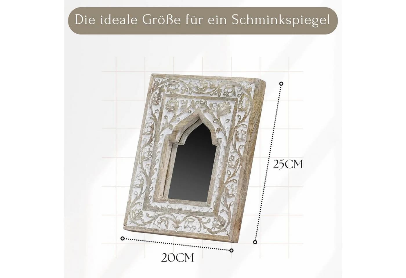 Marrakesch Orient & Mediterran Interior Schminkspiegel Goul 25cm Handarbeit Holz - Bild 3