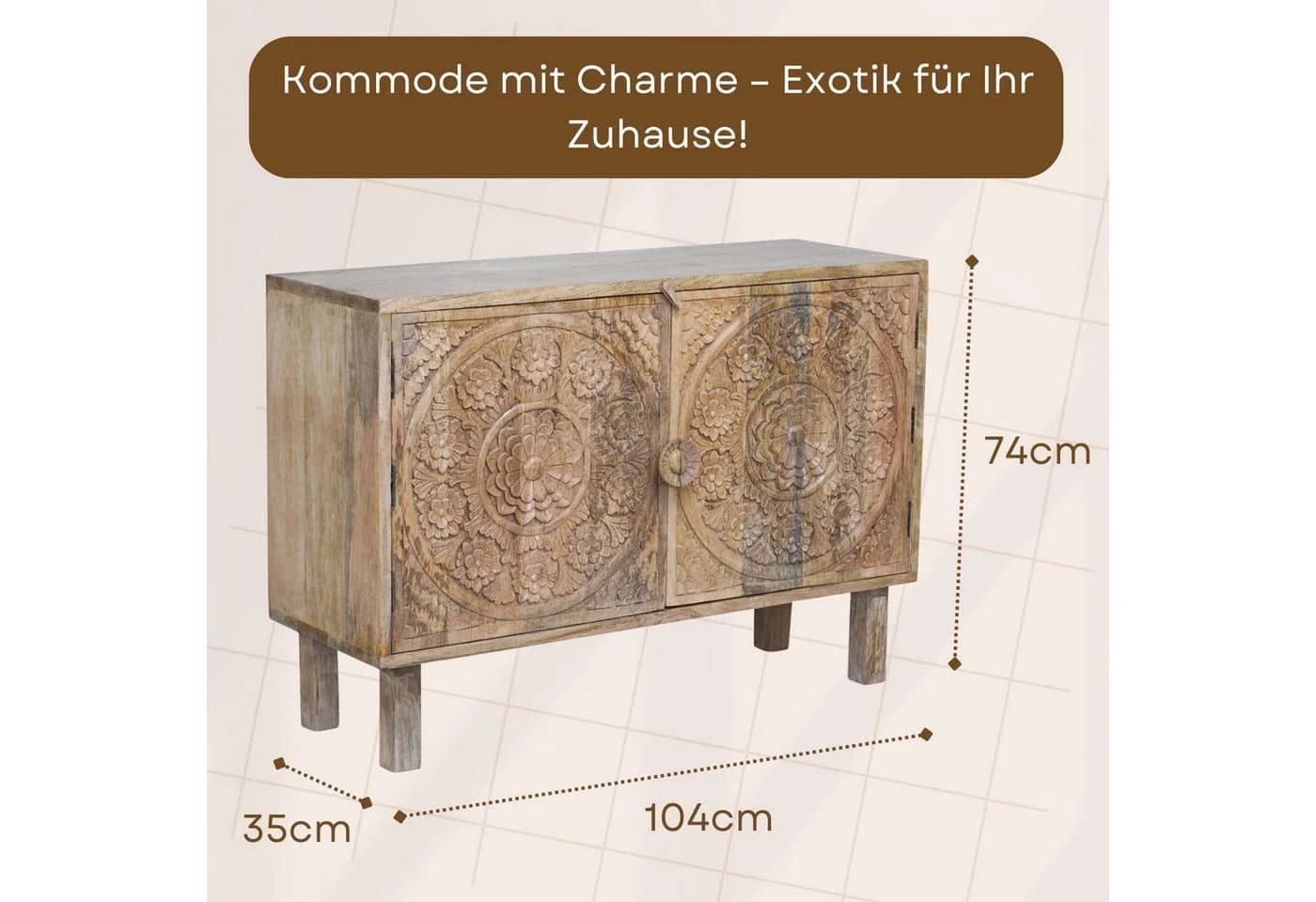 Marrakesch Orient & Mediterran Interior Kommode Nakim 104cm Handarbeit
