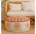Marrakesch Orient & Mediterran Interior Pouf Garet Orange Baumwoll-Sitzpouf Bild 1