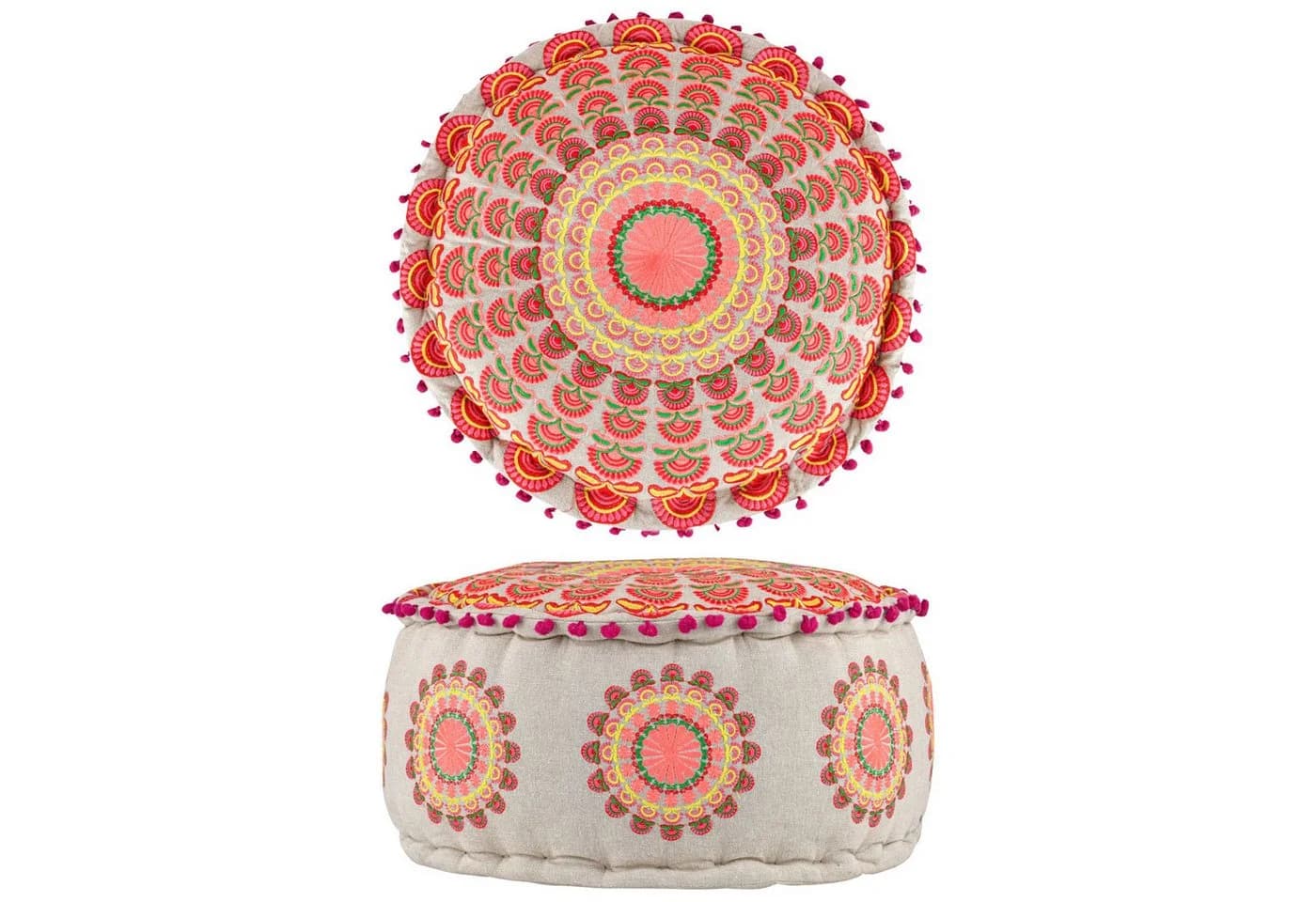 Marrakesch Orient & Mediterran Interior Pouf Garet Orange Baumwoll-Sitzpouf - Bild 2