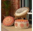 Marrakesch Orient & Mediterran Interior Pouf Garet Orange Baumwoll-Sitzpouf Bild 5