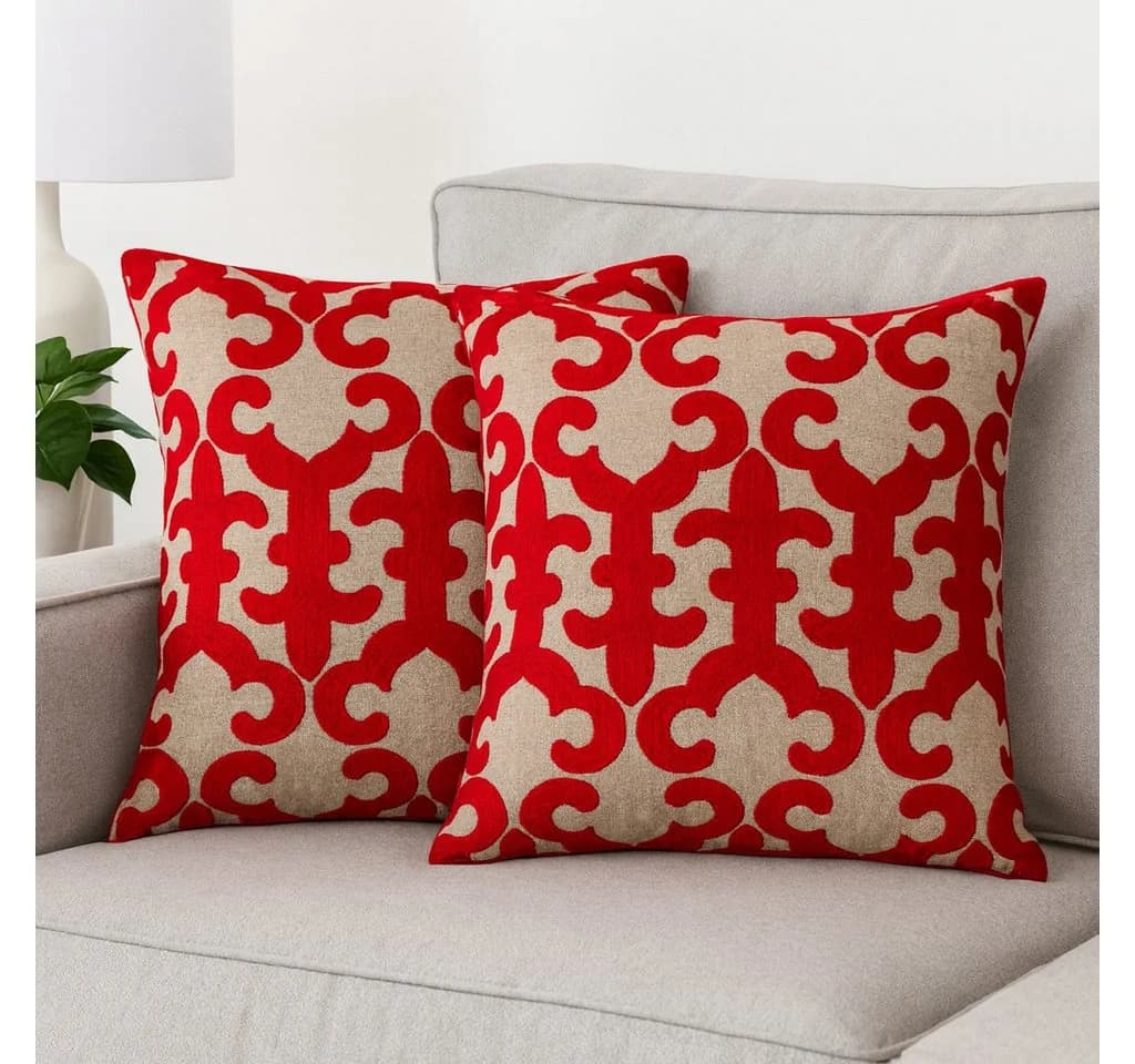 Marrakesch Orient & Mediterran Interior Zierkissen Kayon Rot Handgefertigt
