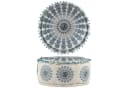 Marrakesch Orient & Mediterran Interior Pouf Garet Blau, runder Baumwoll-Sitzpouf bestickt 50x25 cm Bild 2