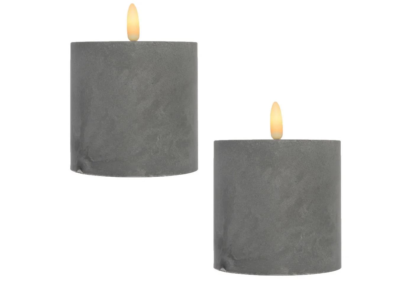 Marrakesch Orient & Mediterran Interior LED-Kerze 2er Set Zement Design - Bild 2