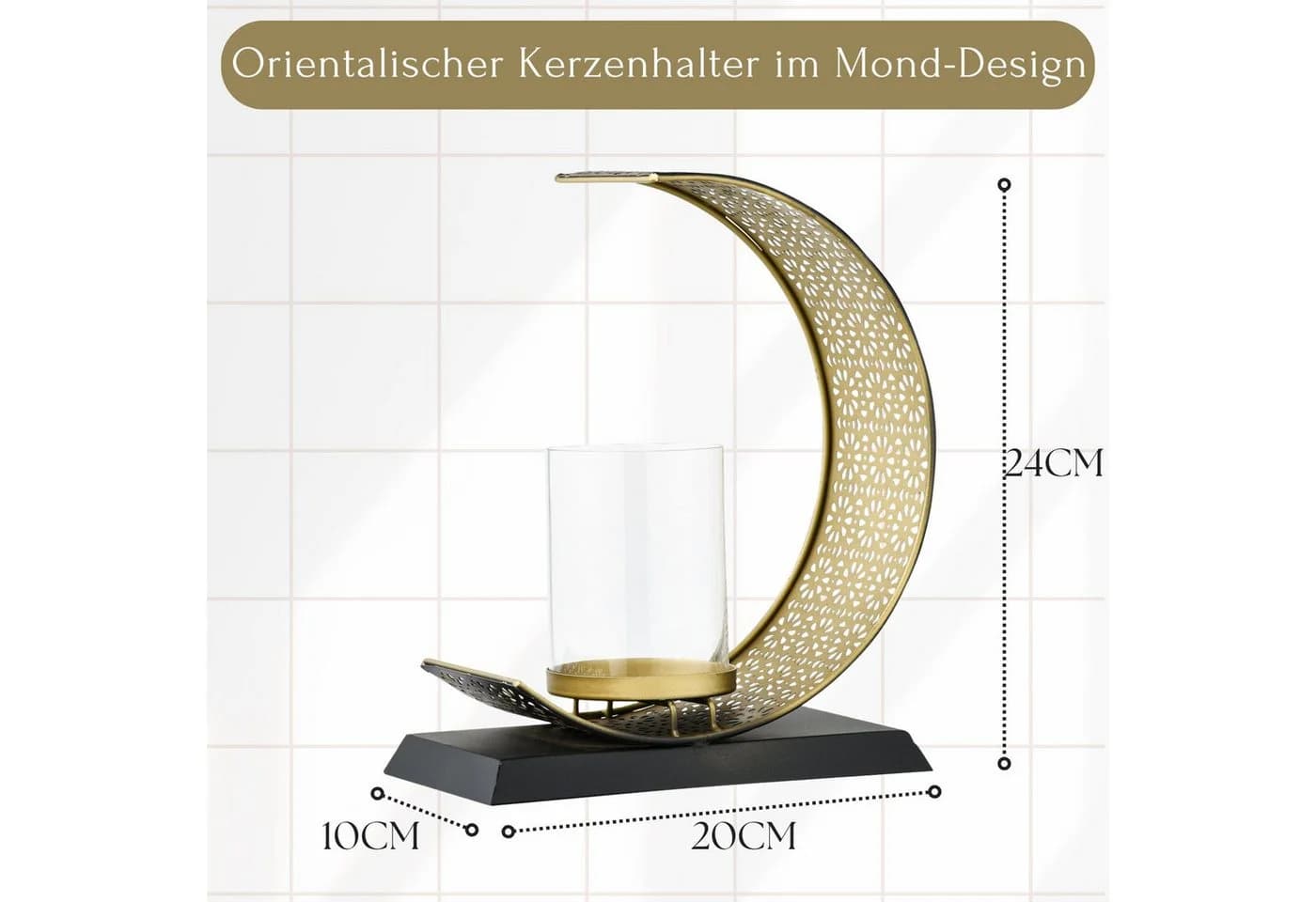 Marrakesch Orient & Mediterran Interior Teelichthalter Amnur Schwarz/Gold Modern - Bild 3