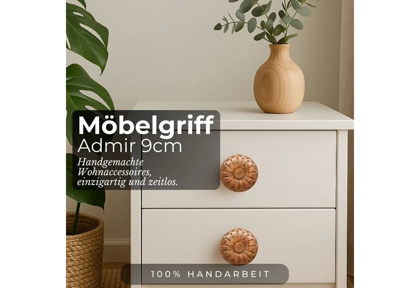 Marrakesch Orient & Mediterran Interior Möbelgriff Admir Boho Massivholz 9 cm - Bild 4