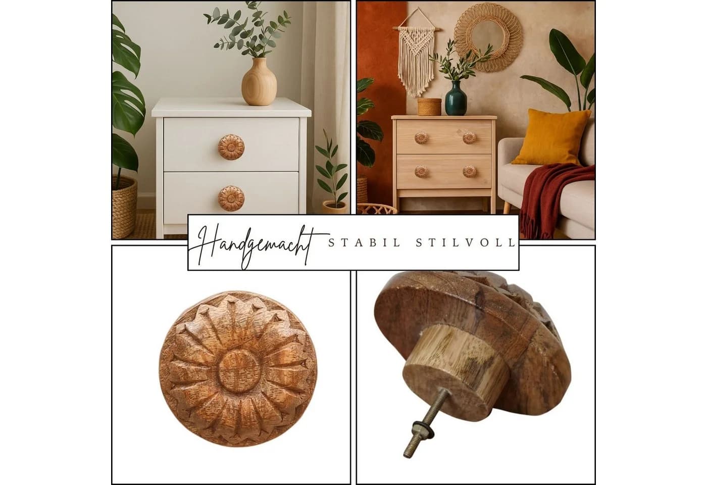 Marrakesch Orient & Mediterran Interior Möbelgriff Admir Boho Massivholz 9 cm - Bild 5