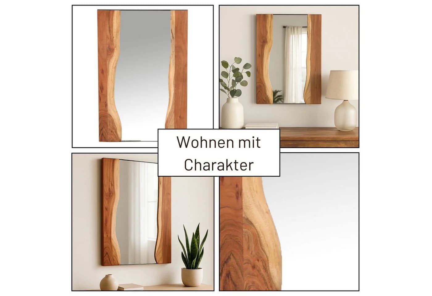 Aduial Wandspiegel 90 cm Massivholz Handarbeit - Bild 5