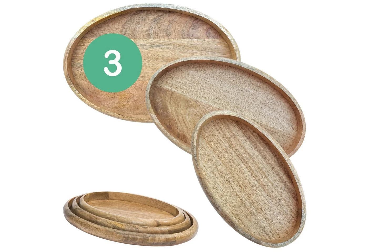 Marrakesch Orient & Mediterran Interior Dekotablett 3er Set Mangoholz Braun - Bild 2
