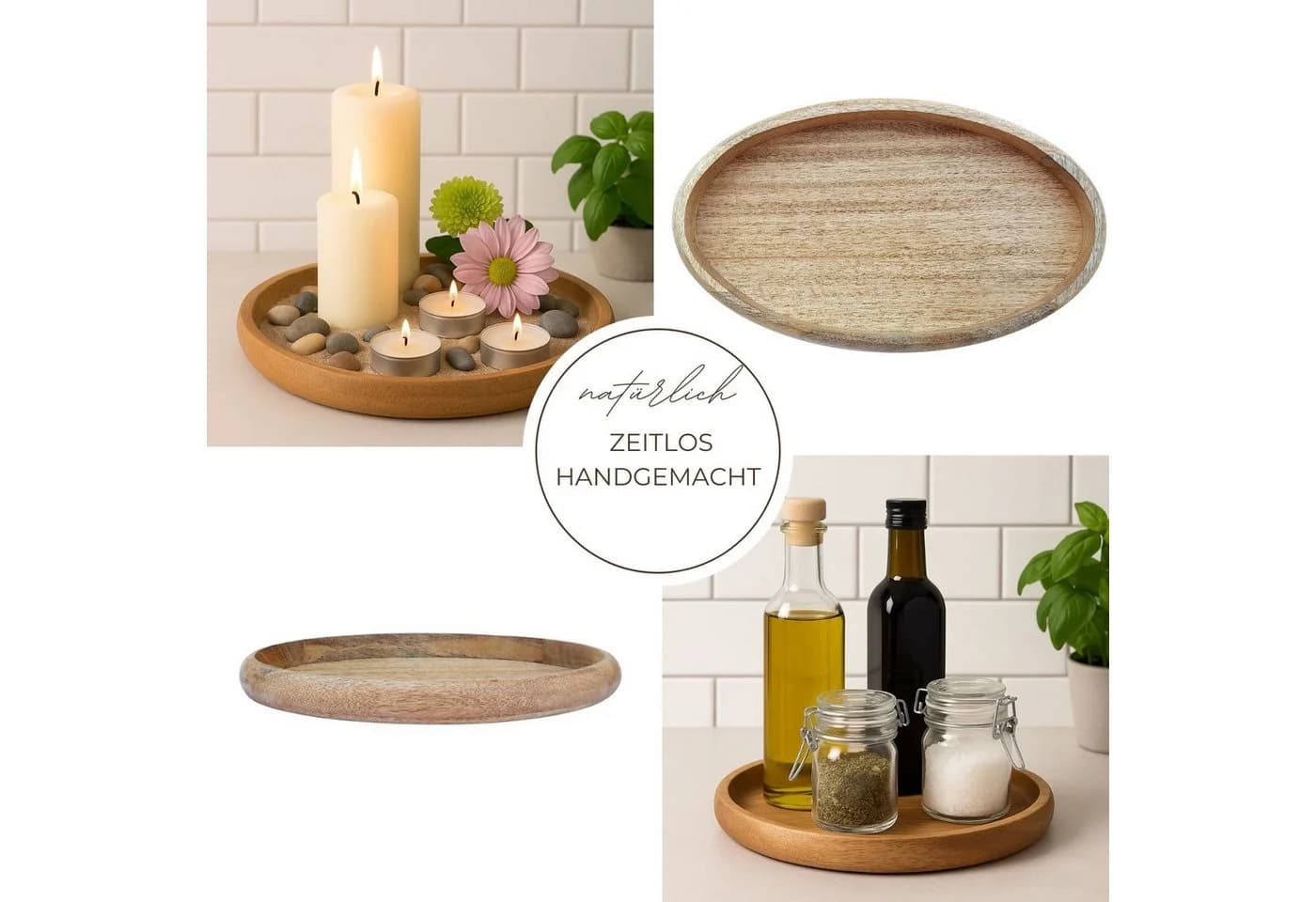 Marrakesch Orient & Mediterran Interior Dekotablett 3er Set Mangoholz Braun - Bild 3