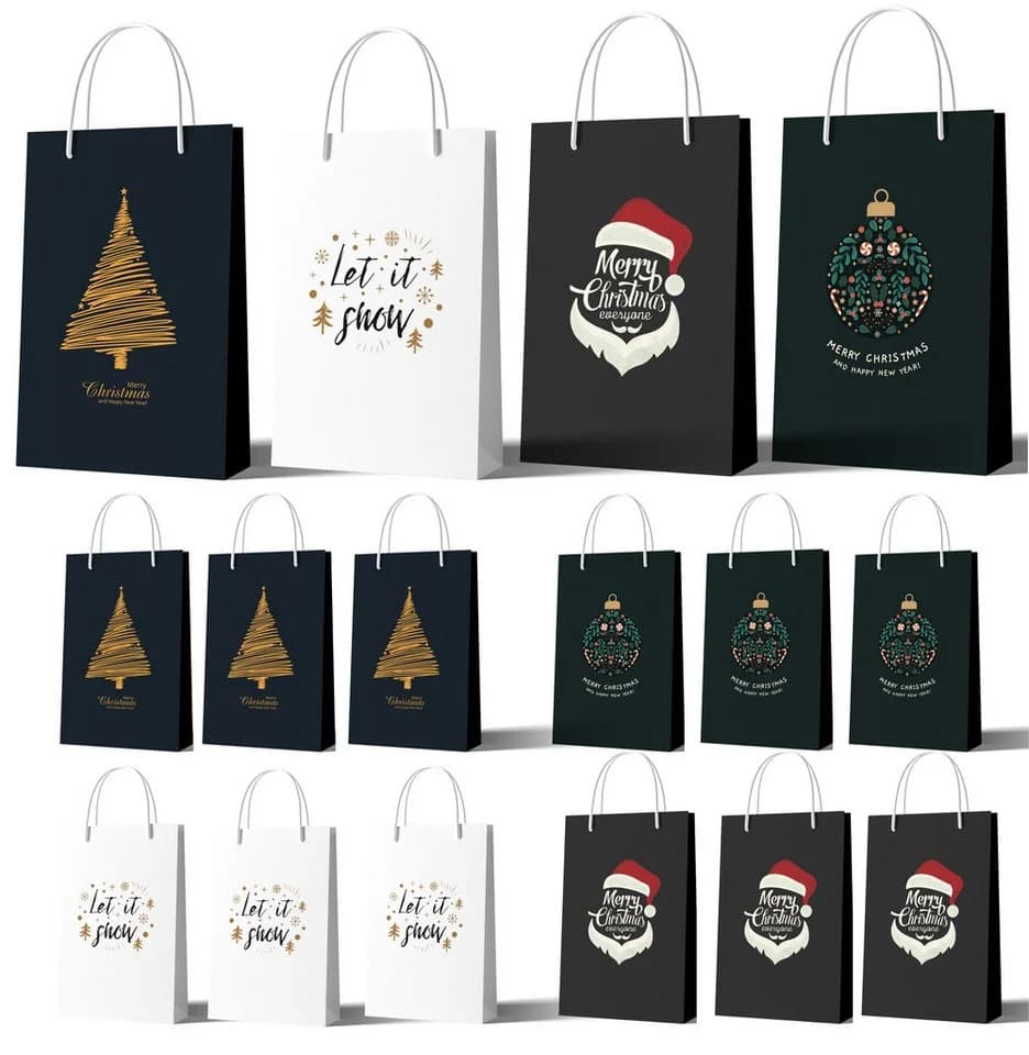 happymas 12er Set XXL-Geschenktaschen Weihnachten Reißfest - Bild 2