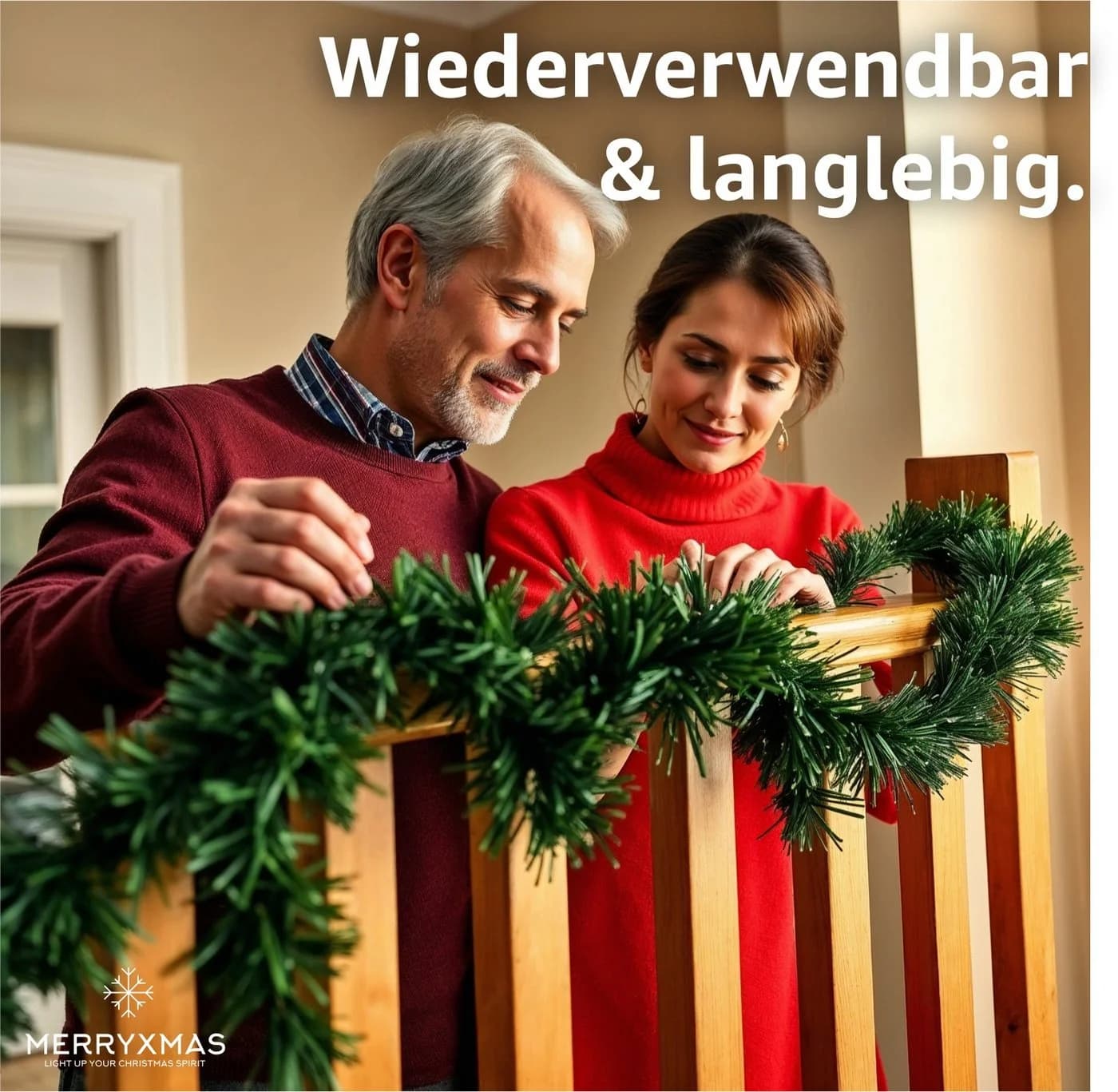 MerryXmas Weihnachtsgirlande Grün 10 Meter Innen Außen - Bild 3
