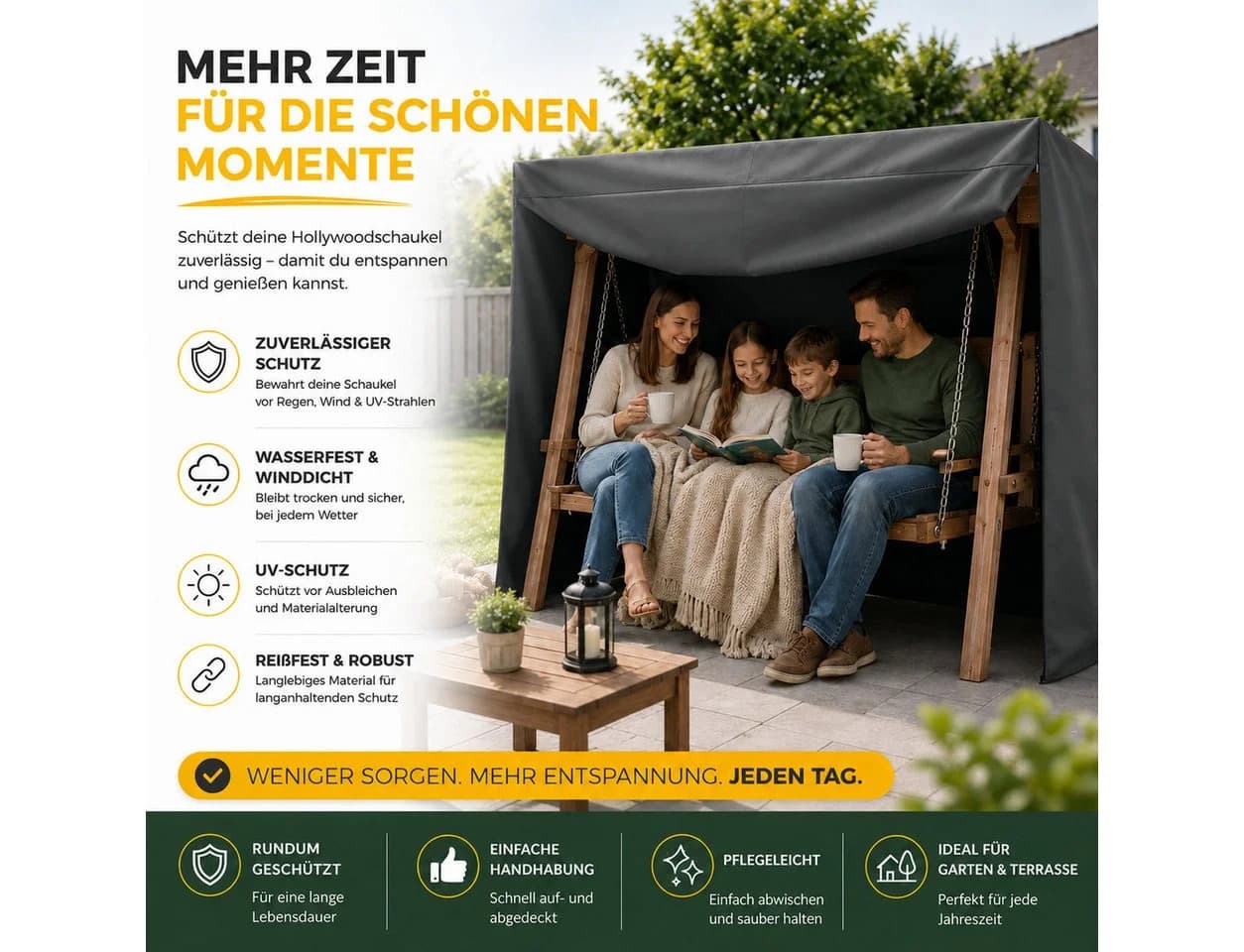 Gartiva® Hollywoodschaukel Abdeckung für 2,3,4-Sitzer wasserfest & winddicht