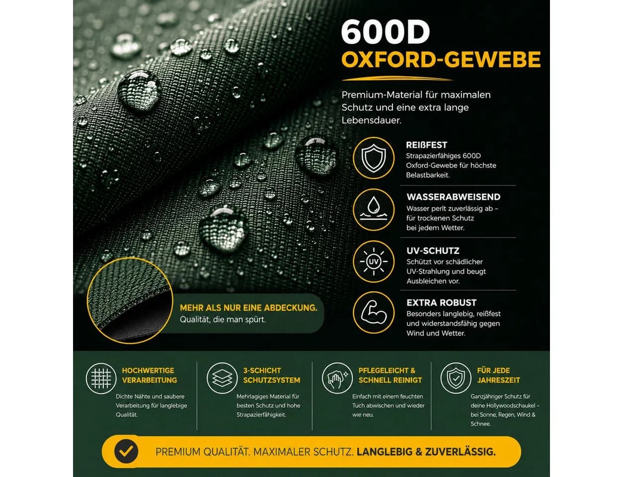 Gartiva® Hollywoodschaukel Abdeckung für 2,3,4-Sitzer wasserfest & winddicht - Bild 3