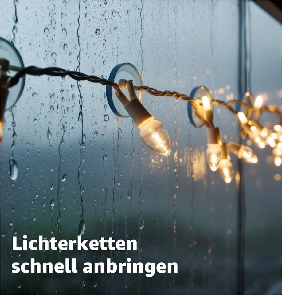 MerryXmas Fensterhaken 20x Saugnäpfe Transparent für Lichterketten