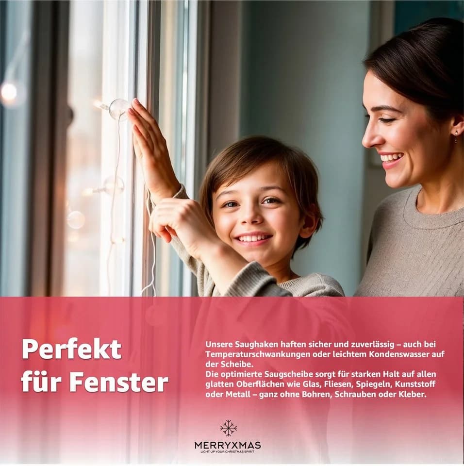 MerryXmas Fensterhaken 20x Saugnäpfe Transparent für Lichterketten - Bild 4