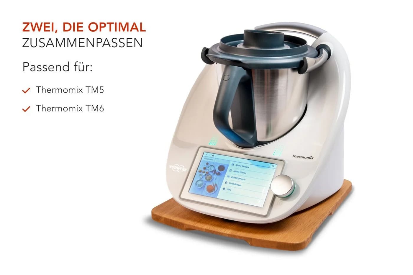 eVendix Gleitbrett für Thermomix TM6 TM5 Eichenholz