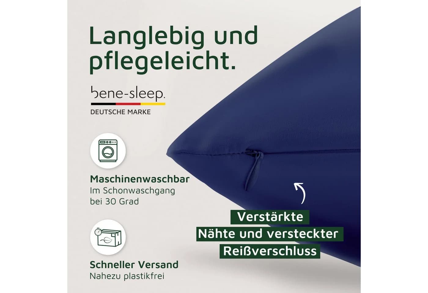 bene-sleep Kissenbezug 22 Momme Seide Dunkelblau Anti-Aging - Bild 5