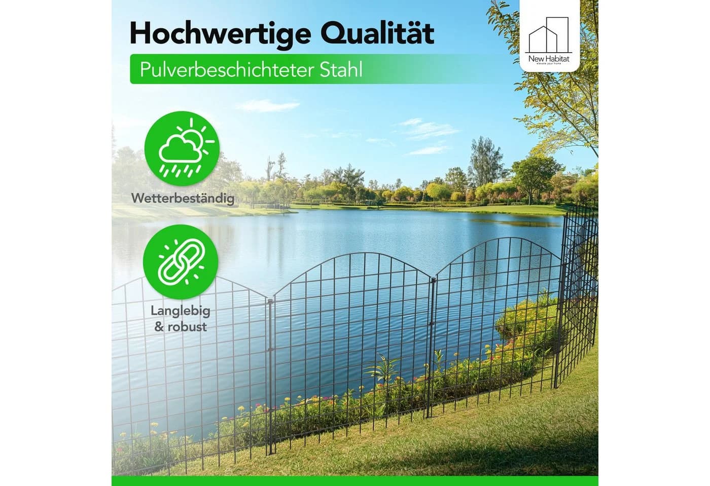 NewHabitat Teichzaun Steckzaun Anthrazit Metall - Bild 4