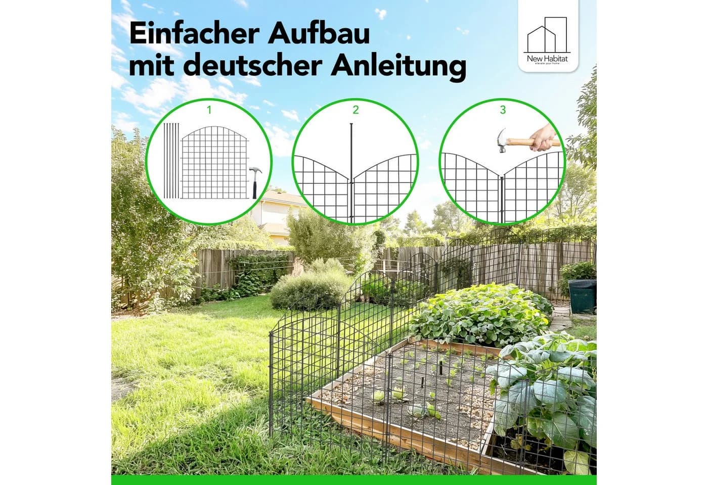 NewHabitat Teichzaun Steckzaun Anthrazit Metall - Bild 5