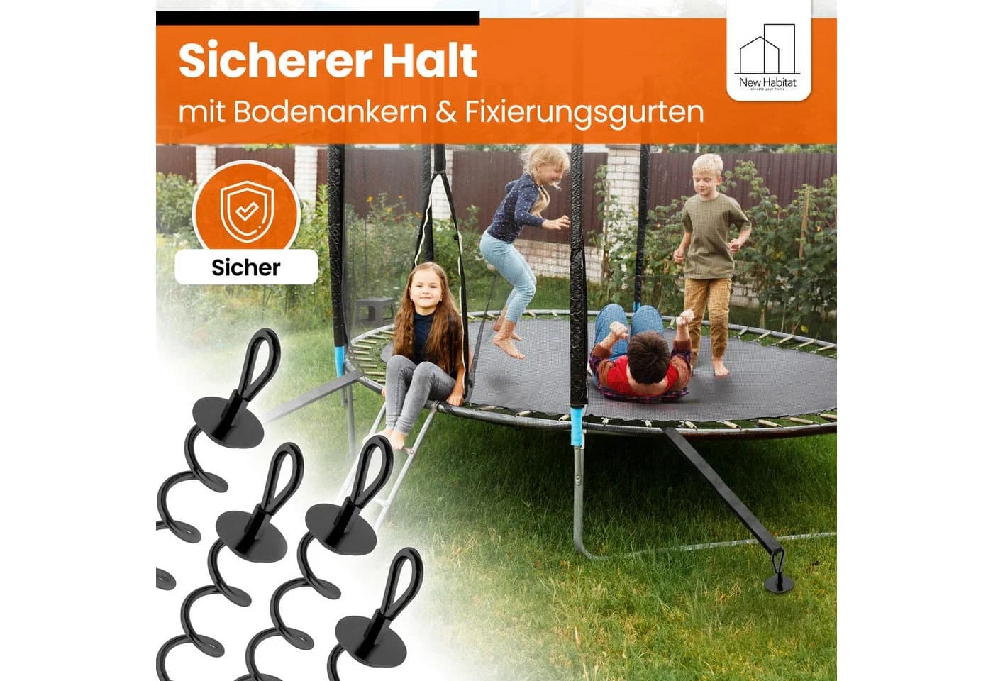 NewHabitat Erdanker Set 4-tlg. Edelstahl mit Spanngurten & Drehhilfe