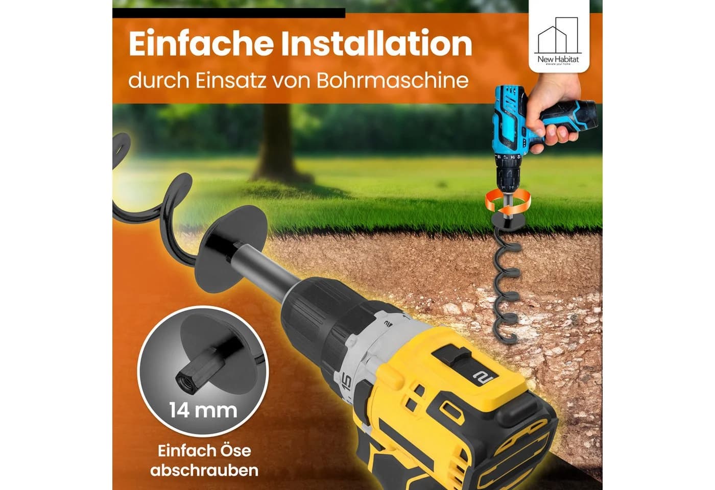 NewHabitat Erdanker Set 4-tlg. Edelstahl mit Spanngurten & Drehhilfe - Bild 5