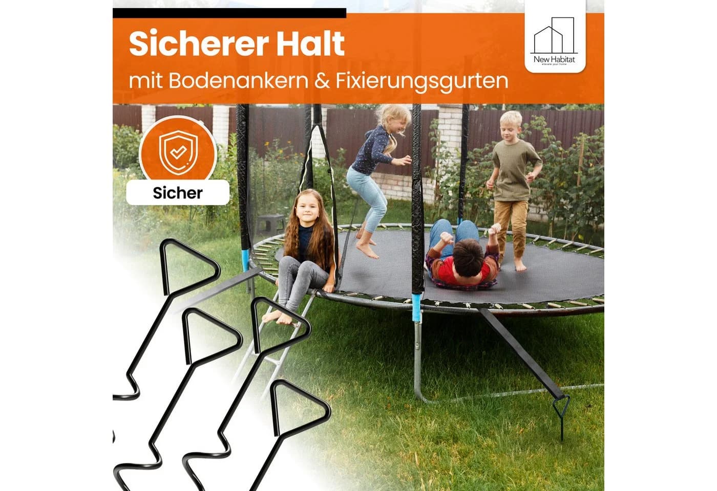 NewHabitat Erdanker Set 4-tlg. 38cm Edelstahl mit Spanngurten & Drehhilfe