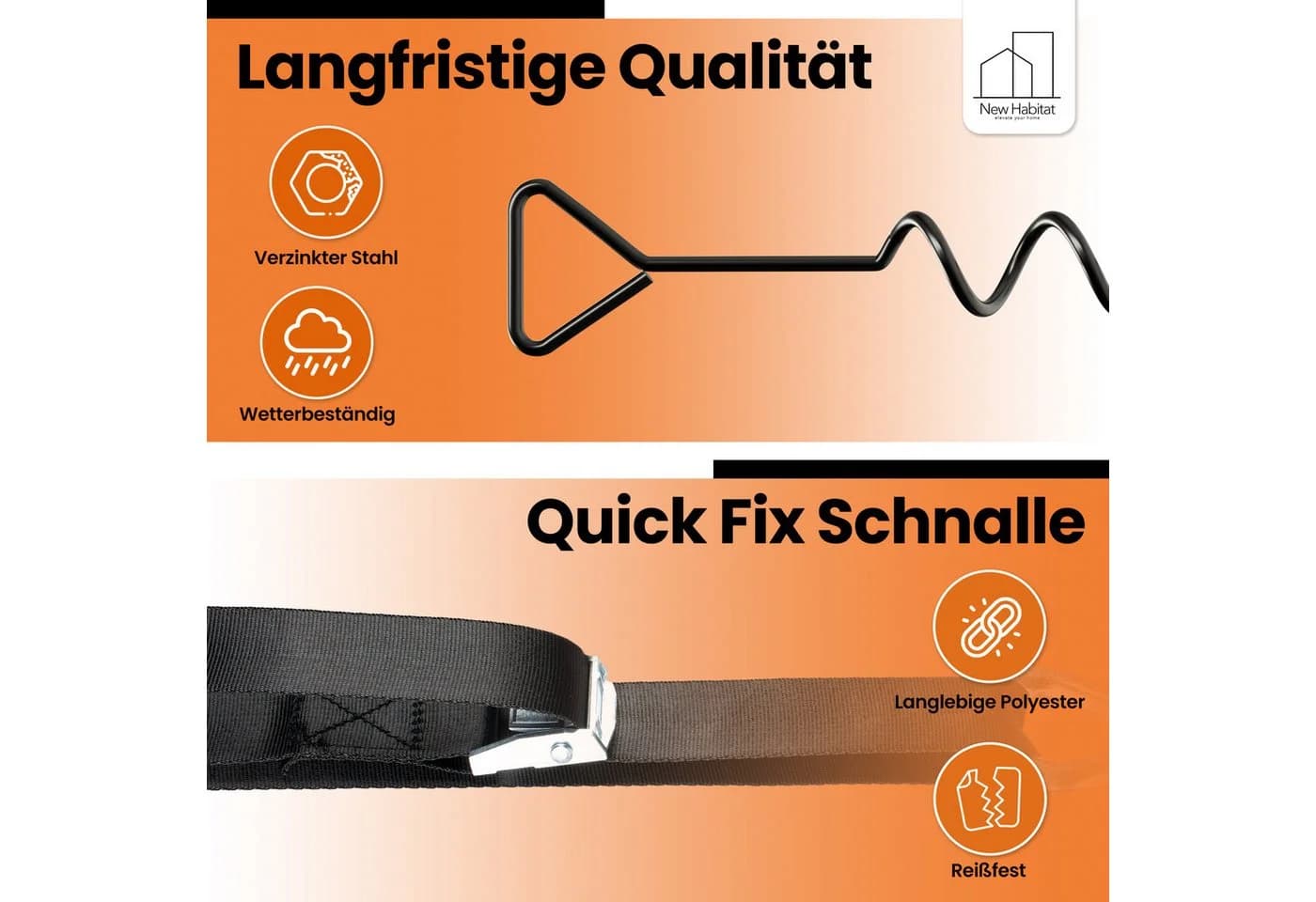 NewHabitat Erdanker Set 4-tlg. 38cm Edelstahl mit Spanngurten & Drehhilfe - Bild 4