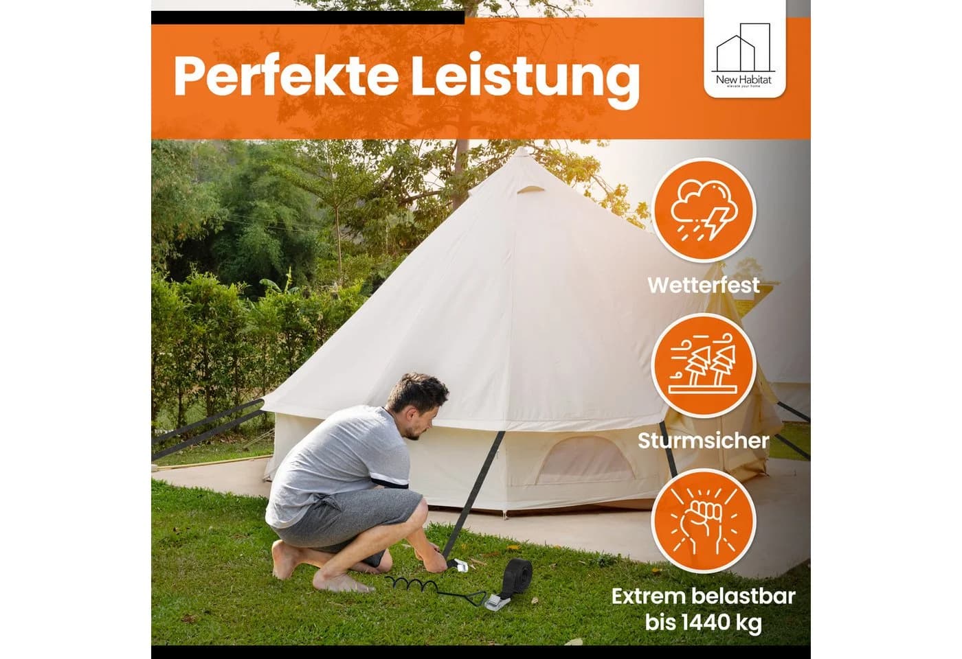 NewHabitat Erdanker Set 4-tlg. 38cm Edelstahl mit Spanngurten & Drehhilfe - Bild 5