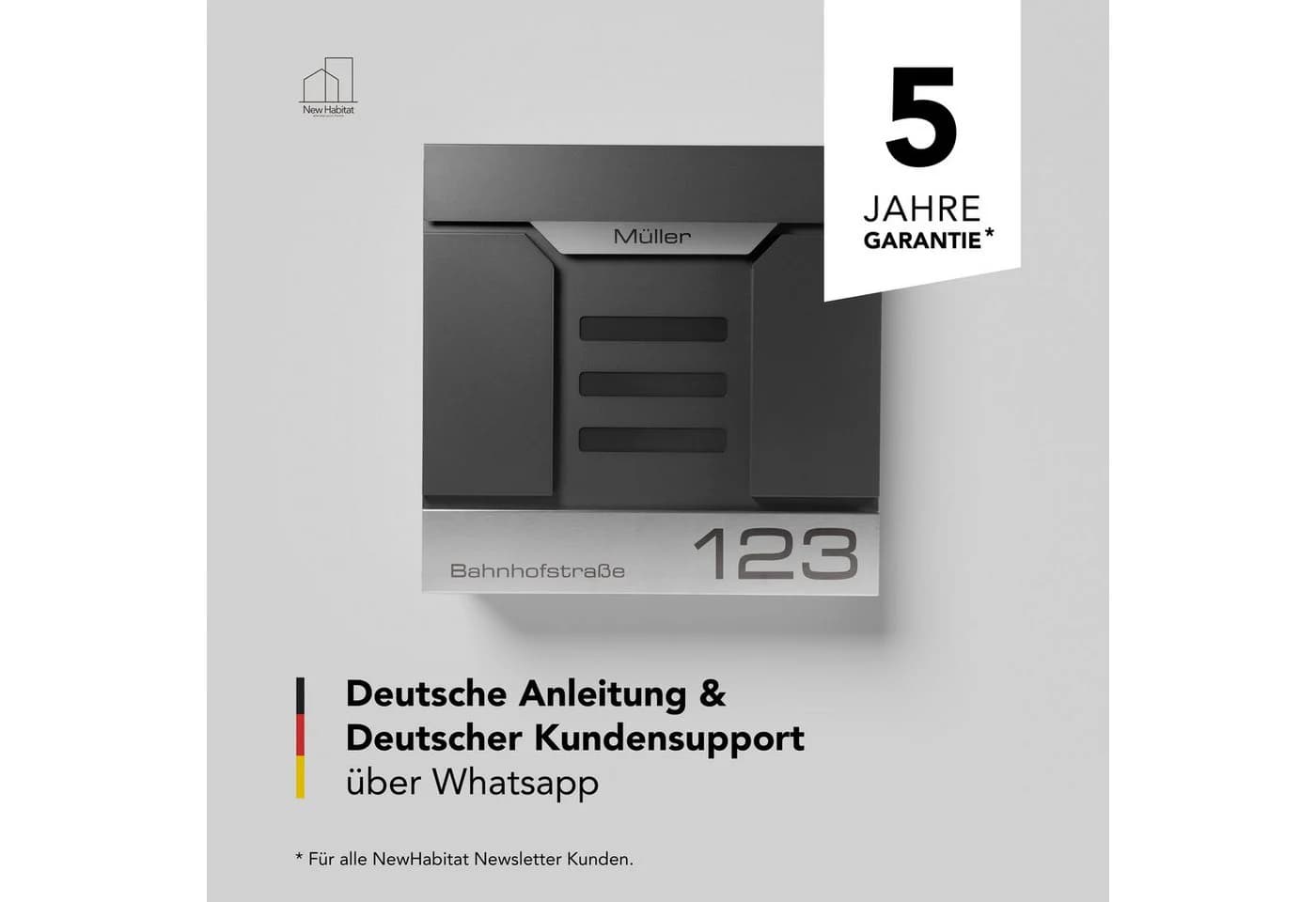 NewHabitat Wandbriefkasten Anthrazit Personalisierbar - Bild 5