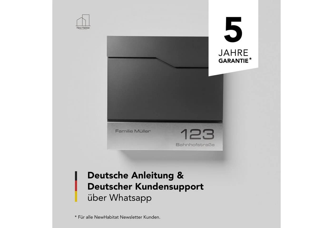 NewHabitat Wandbriefkasten Anthrazit Personalisierbar Tokio - Bild 5