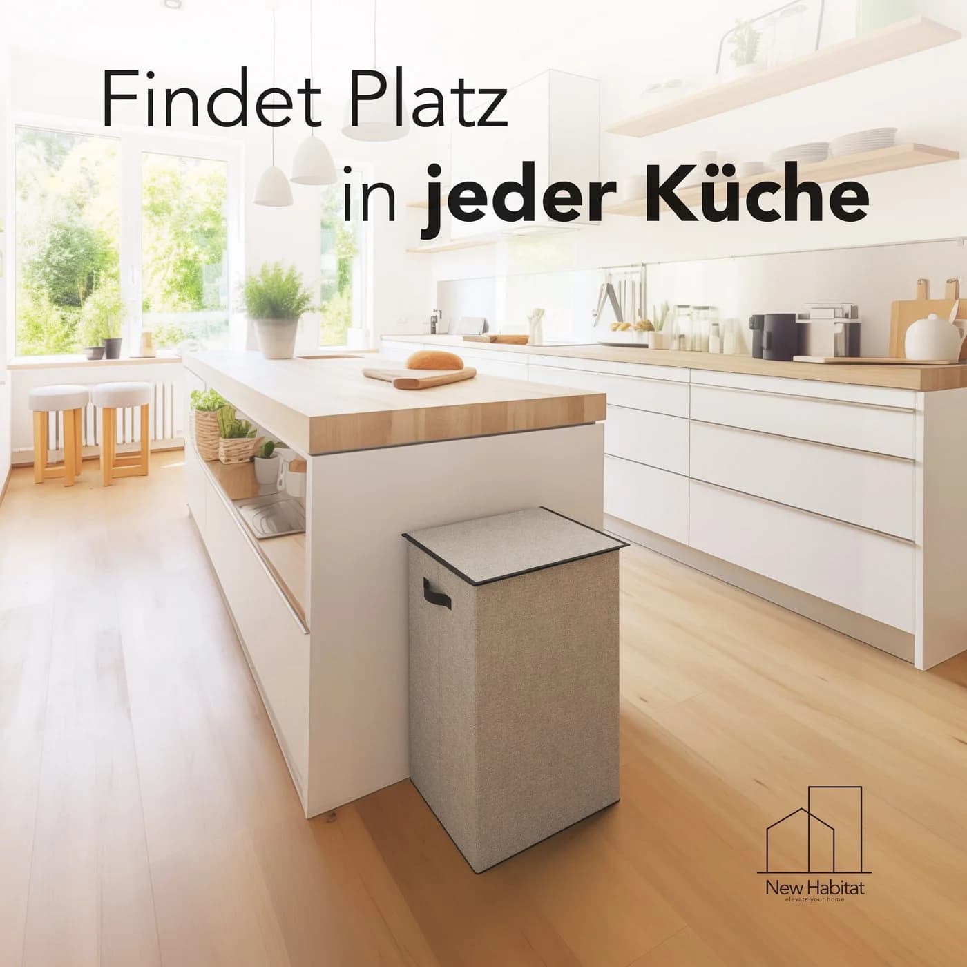 NewHabitat Müllsackständer 70L Grau mit Klappdeckel - Bild 5
