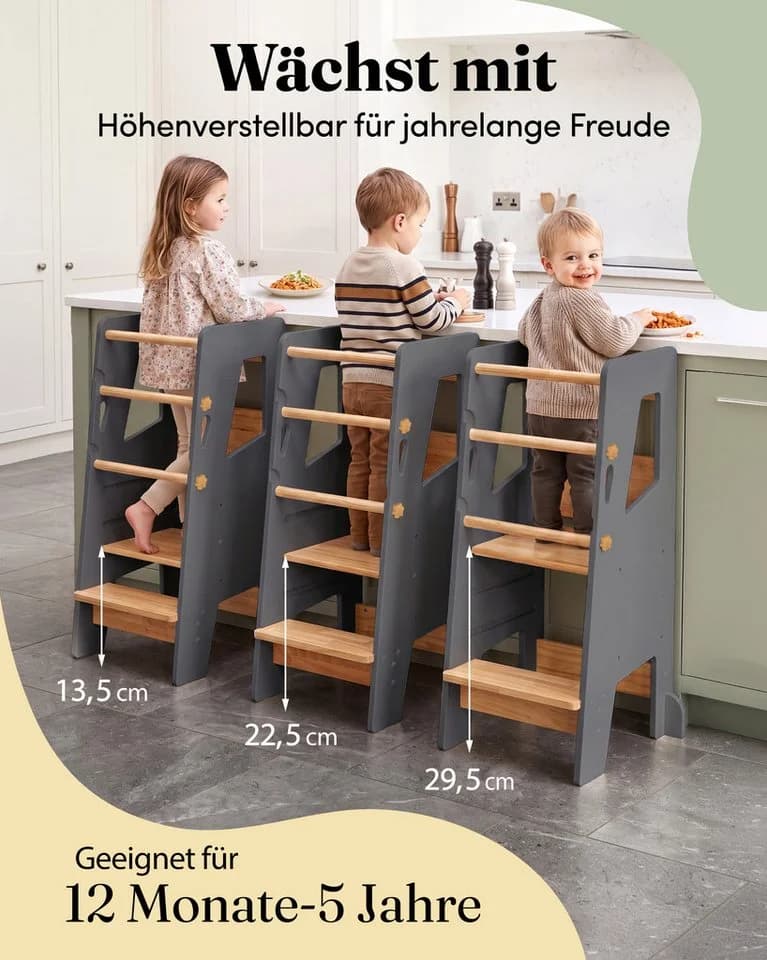 NewKids Lernturm höhenverstellbar Grau Stehhilfe - Bild 5